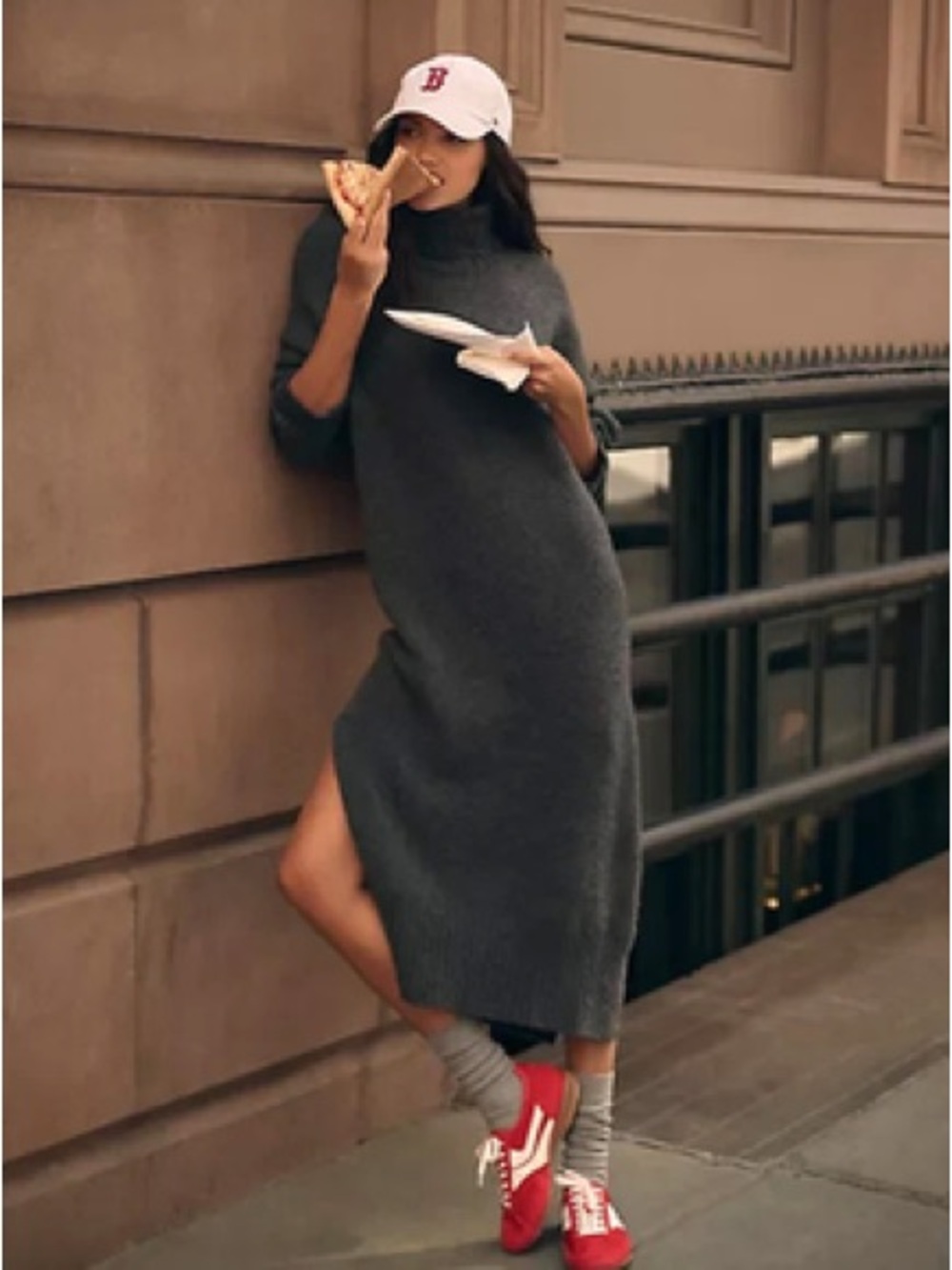 Daily Practice knit ribbed sweater mock neck turtleneck midi dress size large